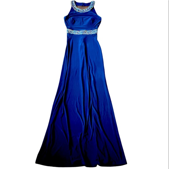 {B. Darlin} Mesh Cut Out sides with keyhole back A-line Gown - Picture 1 of 10